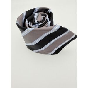 Jones New York Mens Silk Necktie Black Grey Blue Striped Classic Formal Tie